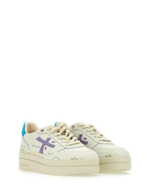 Premiata White Micol Lace-Up Sneakers