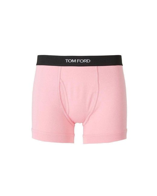 Tom Ford Cotton Logo Intarsia Waist Boxer Briefs in Pink for Men Mens Clothing Underwear Boxers 