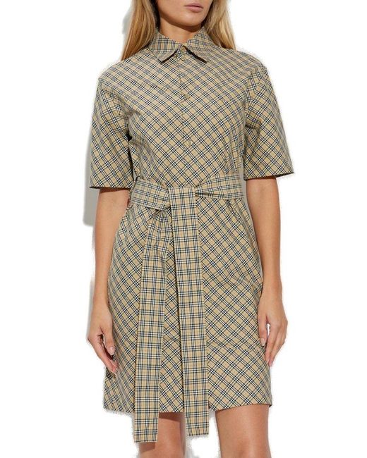 Burberry Natural Dress With Check Pattern