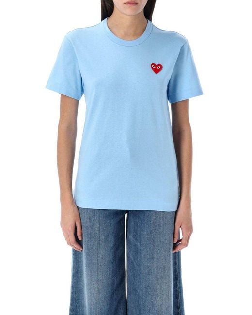 COMME DES GARÇONS PLAY Blue Heart Patch Crewneck T-shirt