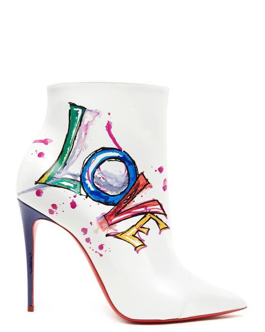 Christian Louboutin White Boot In Love Leather Ankle Boots