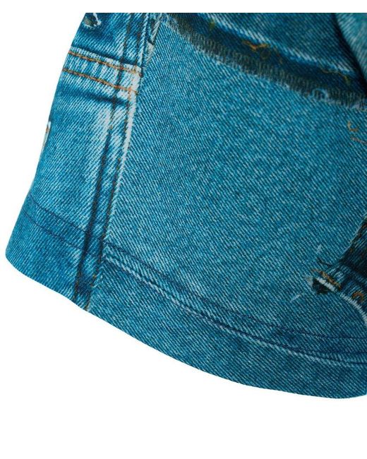 Versace Blue Jeans Couture Denim Printed Crewneck T-shirt for men