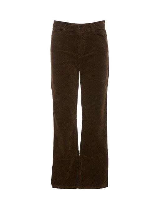 PAIGE Brown Mid-rise Cropped Slim-cut Trousers