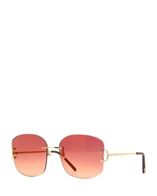 Cartier Pink Square Frame Sunglasses