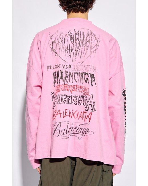 Balenciaga Pink T-shirt With Logo, for men