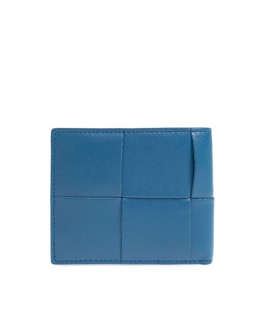 Bottega Veneta Blue Leather Folding Wallet for men