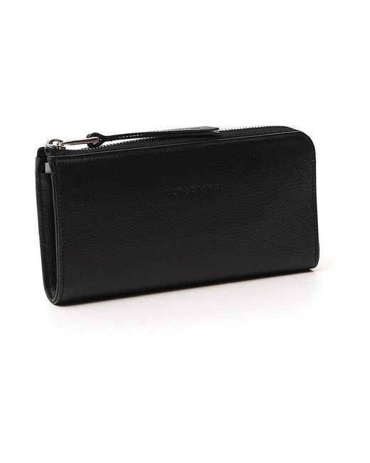 Longchamp Black Zipped Continental Wallet