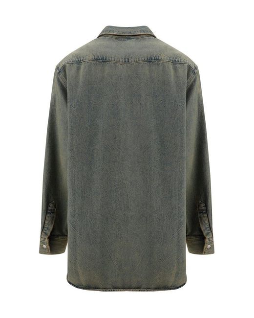 Acne Gray Collared Long-sleeved Denim Shirt for men