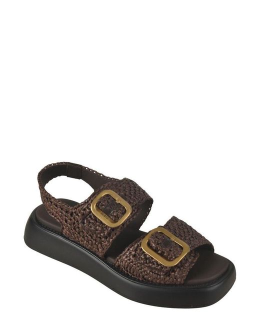 Tod's Brown Double Strap Buckle Sandals