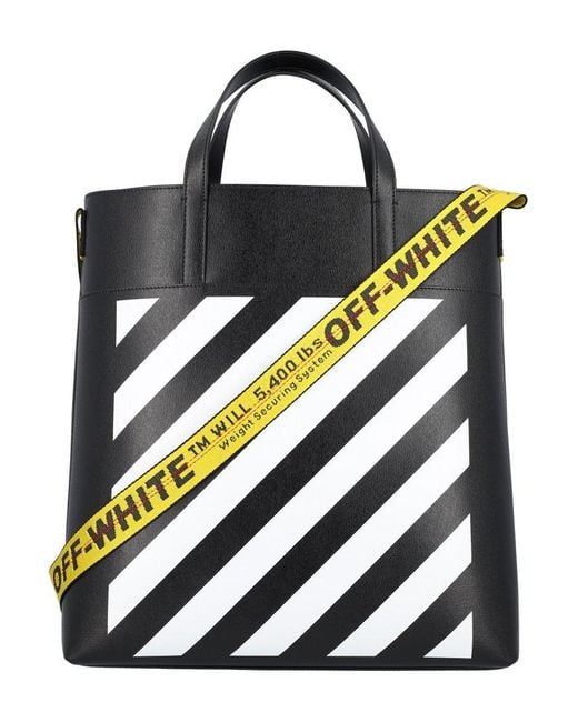 Off-White c/o Virgil Abloh Black Binder Diagonal Saffiano Tote Bag for men