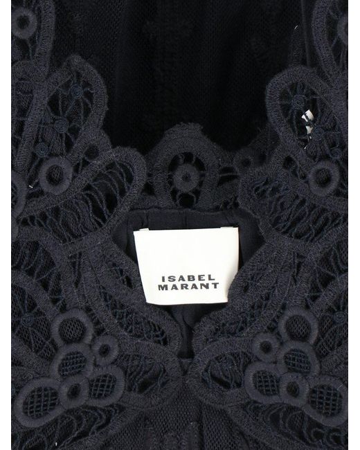 Isabel Marant Black Virginia Guipure-laced V-neck Mini Dress