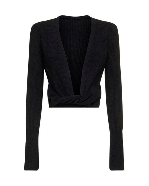 Jacquemus Cotton Le Gilet Noué Twisted V-neck Cardigan in Black | Lyst UK