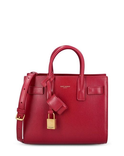 Saint Laurent Red Sac De Jour Nano Tote Bag