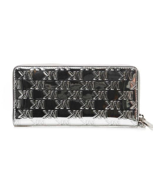 Michael Kors Metallic Logo Embossed Zipped Wallet