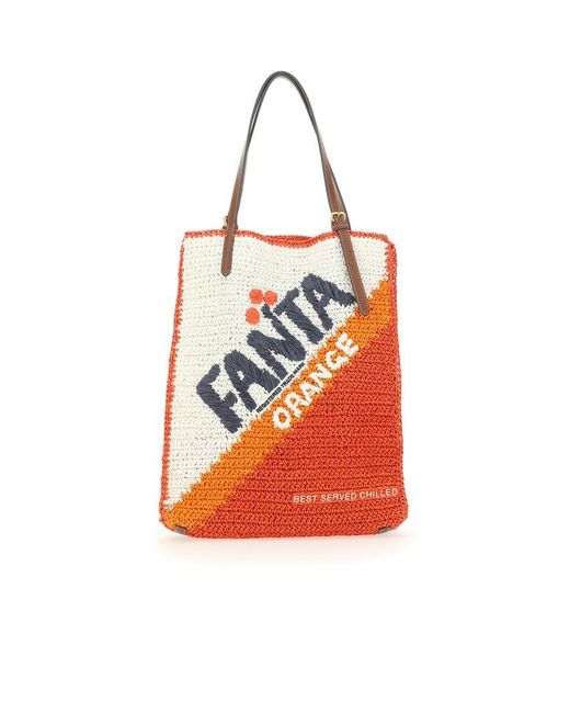 Anya Hindmarch Fanta Woven Tote Bag in Red | Lyst