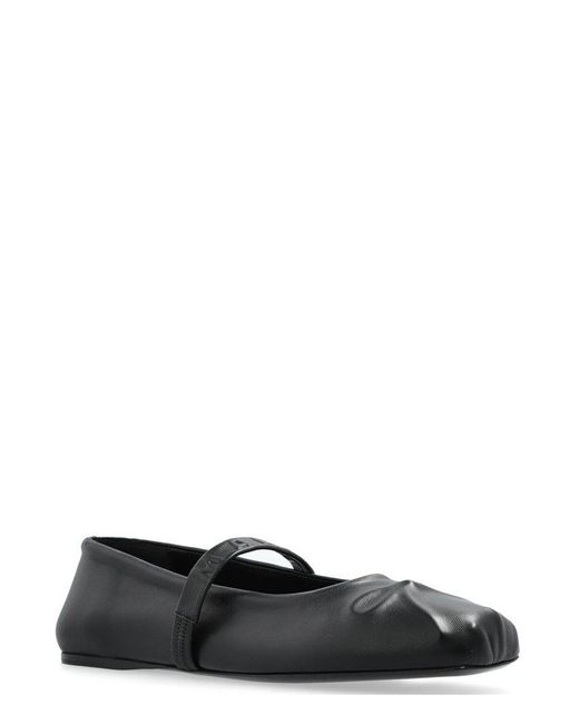 Marni Black Logo Embossed Ballet Flats