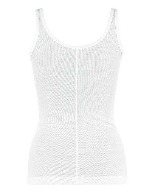 Vince White Ribbed Sleeveless Tank Top
