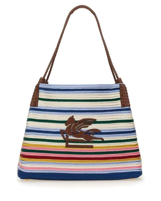 Etro Blue Medium Libra Tote Bag