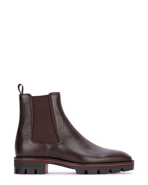 Christian Louboutin Brown Slip-On Chelsea Boots for men