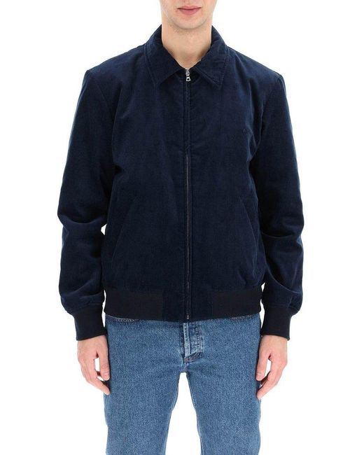 A.P.C. Zipped Corduroy Jacket in Blue for Men | Lyst