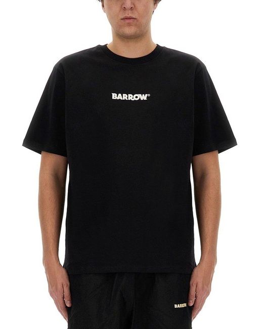 Barrow Black Logo Printed Crewneck T-shirt for men