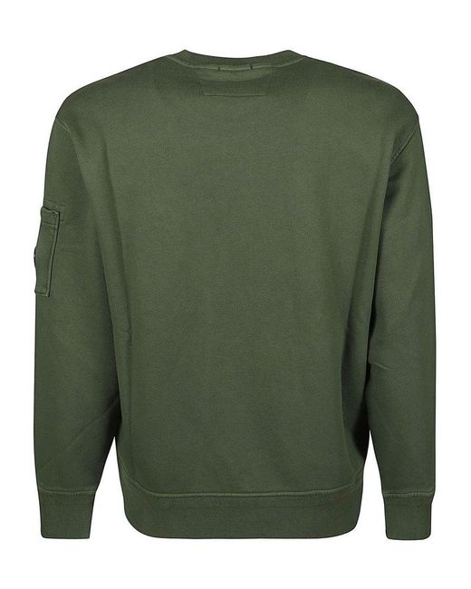 C P Company Green Diagonal Fleece Sweatshirt for men