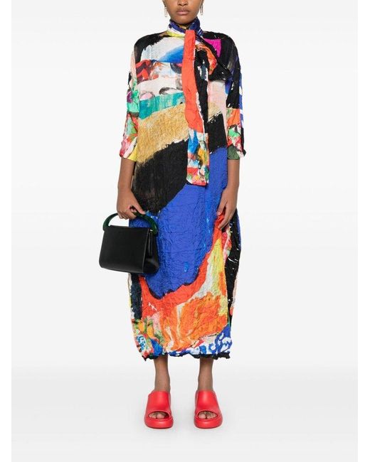 Daniela Gregis Orange Abstract Print Maxi Dress