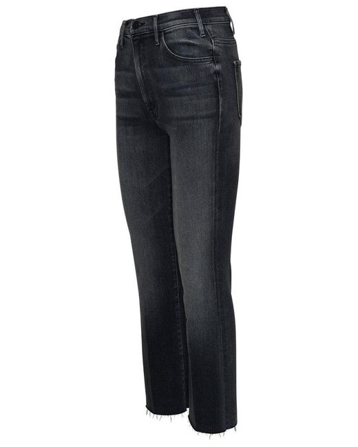 Mother Blue Hustler High-waist Flared Cropped Jeans