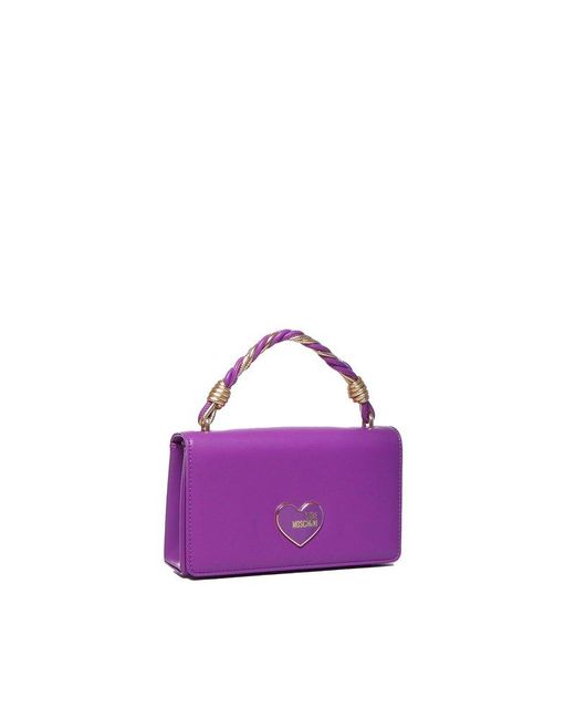 Love Moschino Purple Handheld Handbag With Chain Shoulder Strap