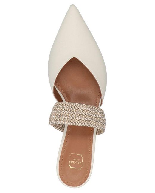 Malone Souliers White Maisie Pointed-Toe Flat Mules