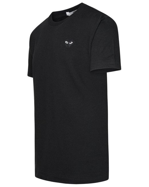 COMME DES GARÇONS PLAY Black Logo Embroidered Short Sleeved T-shirt
