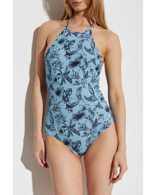 Marysia Swim Blue Scalloped Edge Activewear