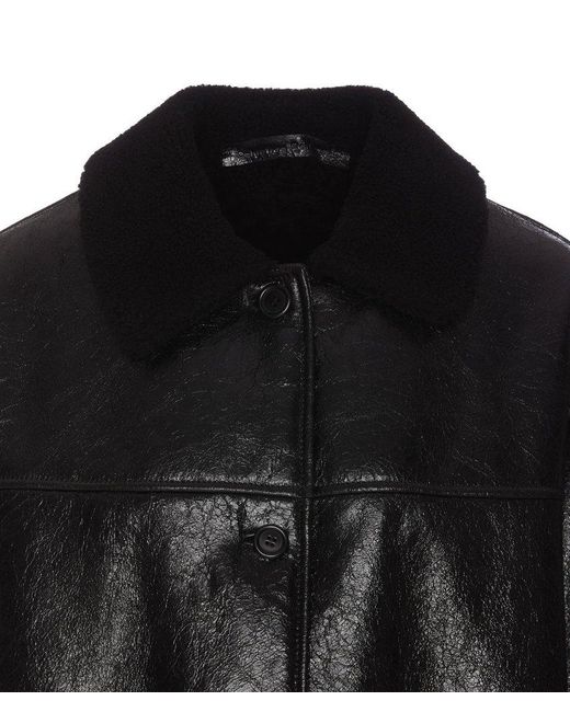 Salvatore Santoro Black Shearling-collar Button-up Jacket