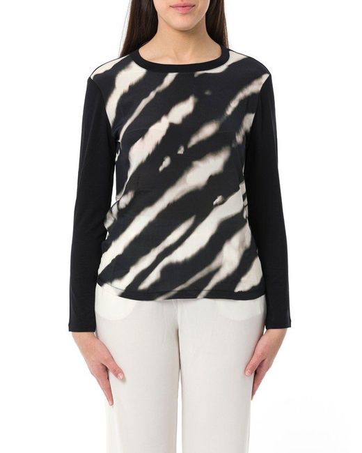 Weekend by Maxmara White Zebra Printed Long-sleeved T-shirt