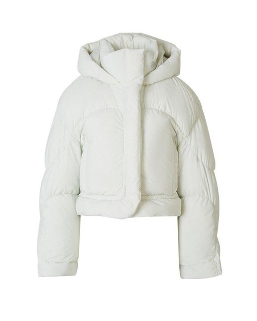 Acne White High Neck Hooded Puffer Jacket