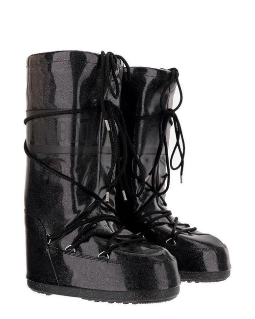 Moon Boot Black Icon Glitter Padded Snow Boots