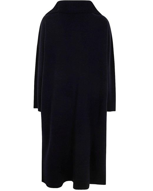 Liviana Conti Blue Ribbed Collar Coat