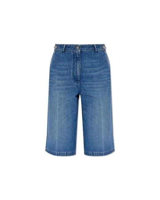 Versace Blue Denim Pleat-front Shorts,