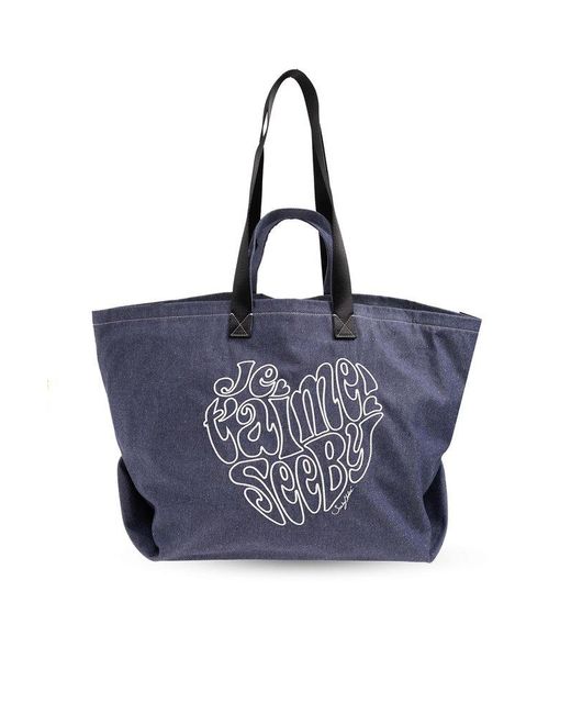 See By Chloé Blue 'je T'aime Extra Large' Shopper Bag,