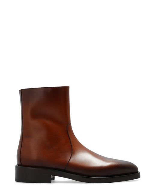 Ferragamo Brown Gerald Side-zip Ankle Boots for men