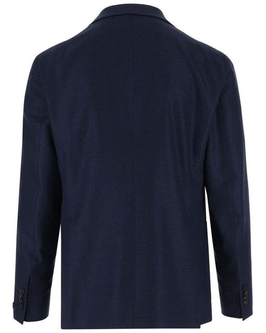 Tagliatore Blue Stretch Wool Single-Breasted Jacket for men