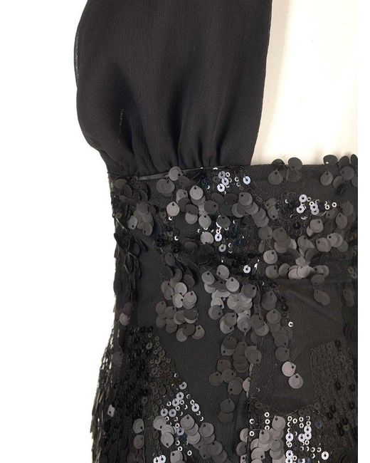ROTATE BIRGER CHRISTENSEN Black Sequin Embellished Halterneck Mini Dress