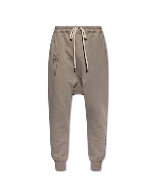 Rick Owens Natural X Champion Logo Embroidered Drawstring Tapered Pants for men