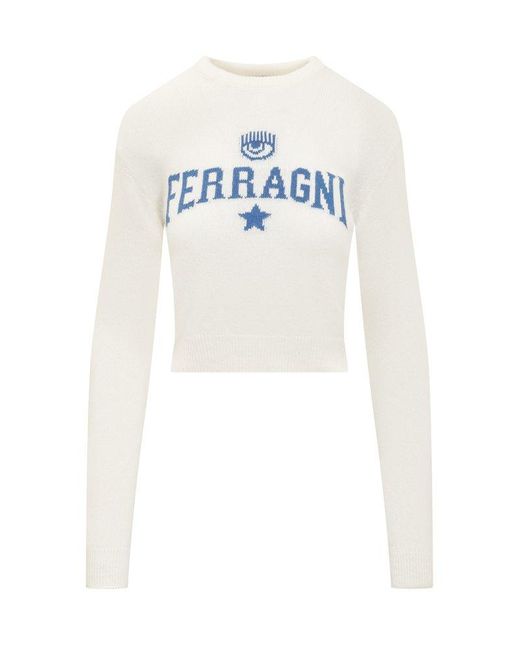 Chiara Ferragni White Crewneck Sweater