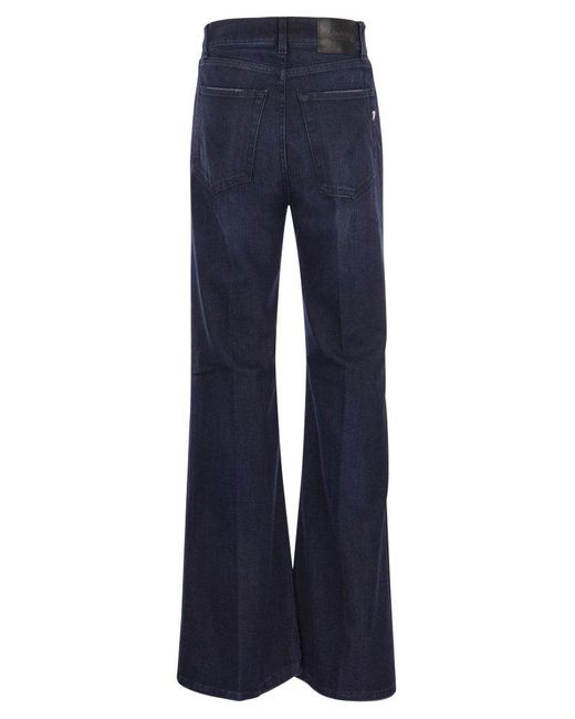 Dondup Blue Amber Logo-patch Wide-leg Jeans