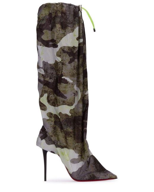 Christian Louboutin Black Camouflage Boots