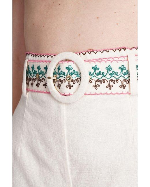 Zimmermann White August Embroidered Shorts