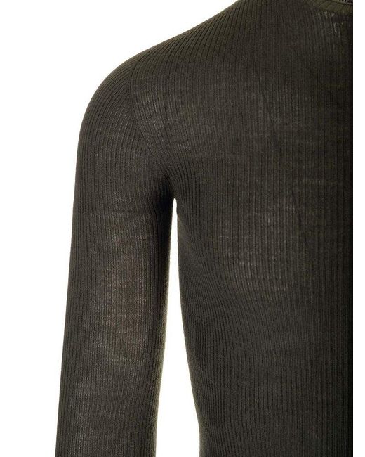 Rick Owens Black Ribbed Sweater for men