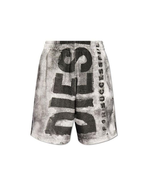DIESEL Gray 'p-bisc' Shorts With Logo, for men