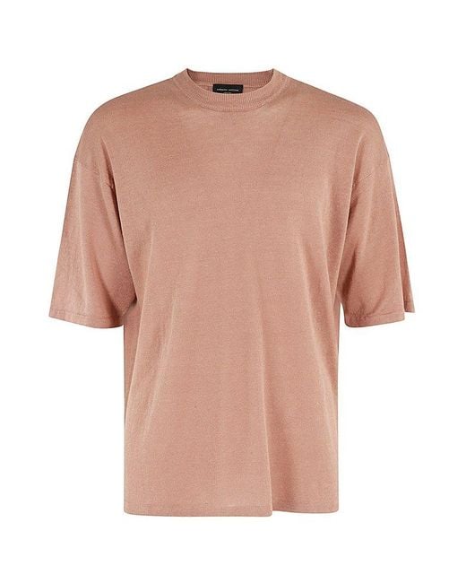 Roberto Collina Pink Short-sleeve Knit T-shirt for men
